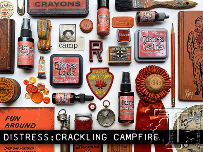 crackling campfire ranger distress enamel pin tim holtz 1