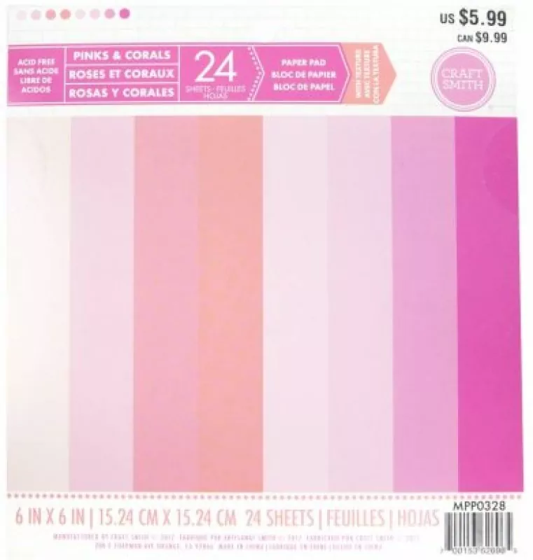 craft smith pinks corals 6x6 inch paper pad mpp032
