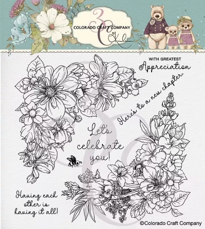 Floral Corners Clear Stamps Stempel Colorado Craft Company by Kris Lauren