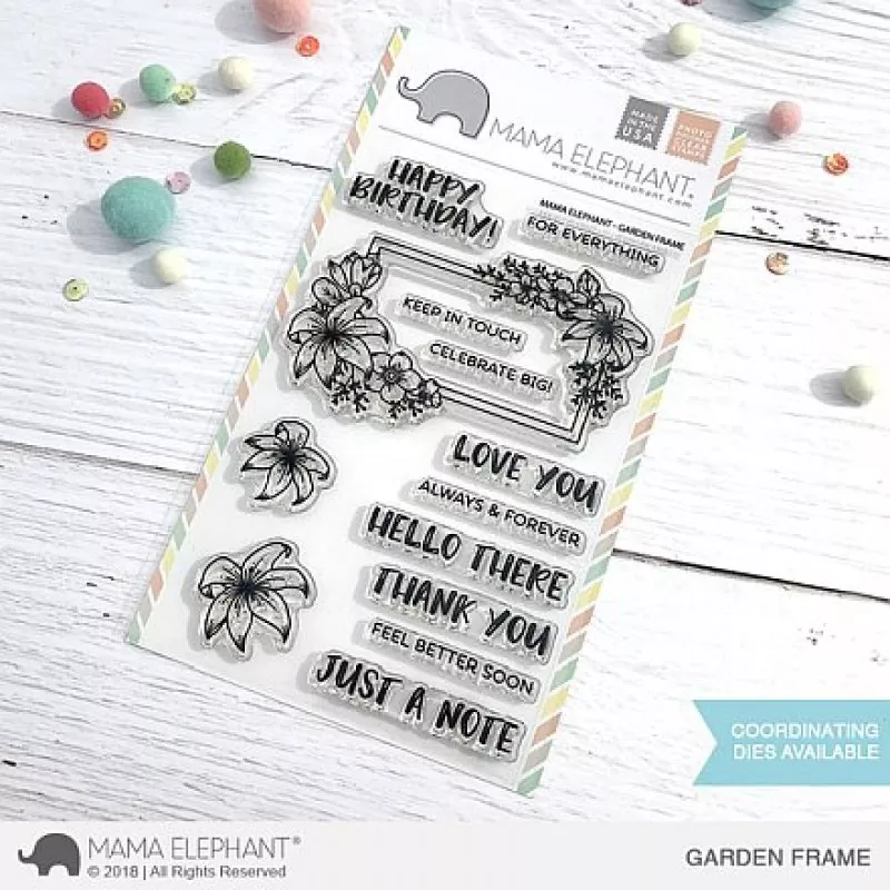 garden frame clear stamps mama elephant stempel