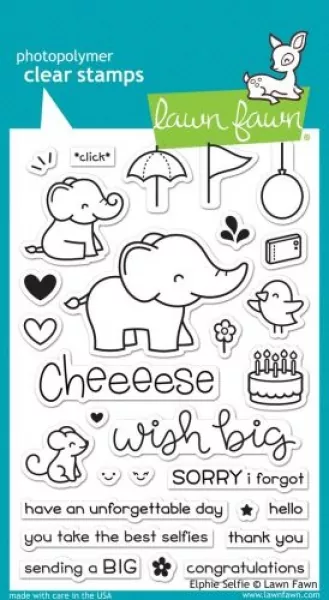 lf1328 elphie selfie clear stamps lawn fawn