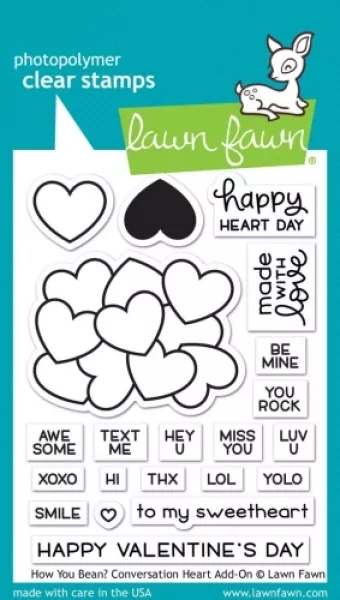lf1552 lawn fawn clear stamps how you bean conversation heart add on