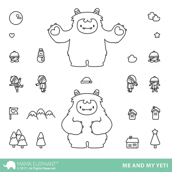 me1709 208 mama elephant clear stamps me and my yeti
