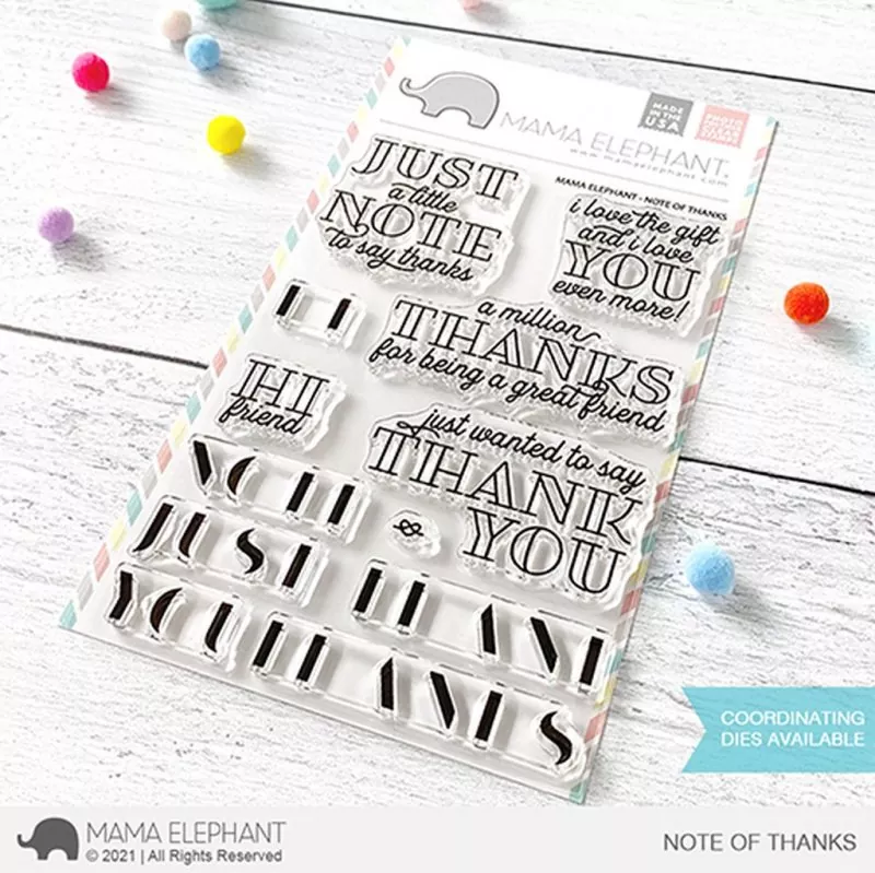 Note Of Thanks Clear Stamps Stempel Mama Elephant