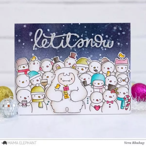 me17010 214 mama elephant clear stamps so many snowmen miuster3