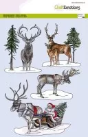 Sleigh with Santa Claus and Reindeer Clear Stamps CraftEmotions