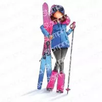 Stampingbella Curvy Girl Loves To Ski Gummistempel
