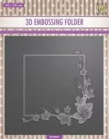 3-D Embossing Folder - Square Frame with Blossom - Nellie Snellen