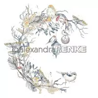 Florale Weihnachten Vögelchenkranz - Alexandra Renke - Designpapier -12"x12"