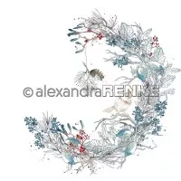 Florale Weihnachten Winterkranz mit Vogel - Alexandra Renke - Designpapier -12"x12"