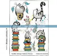 Cats on books - Rubber Stamps - Katzelkraft